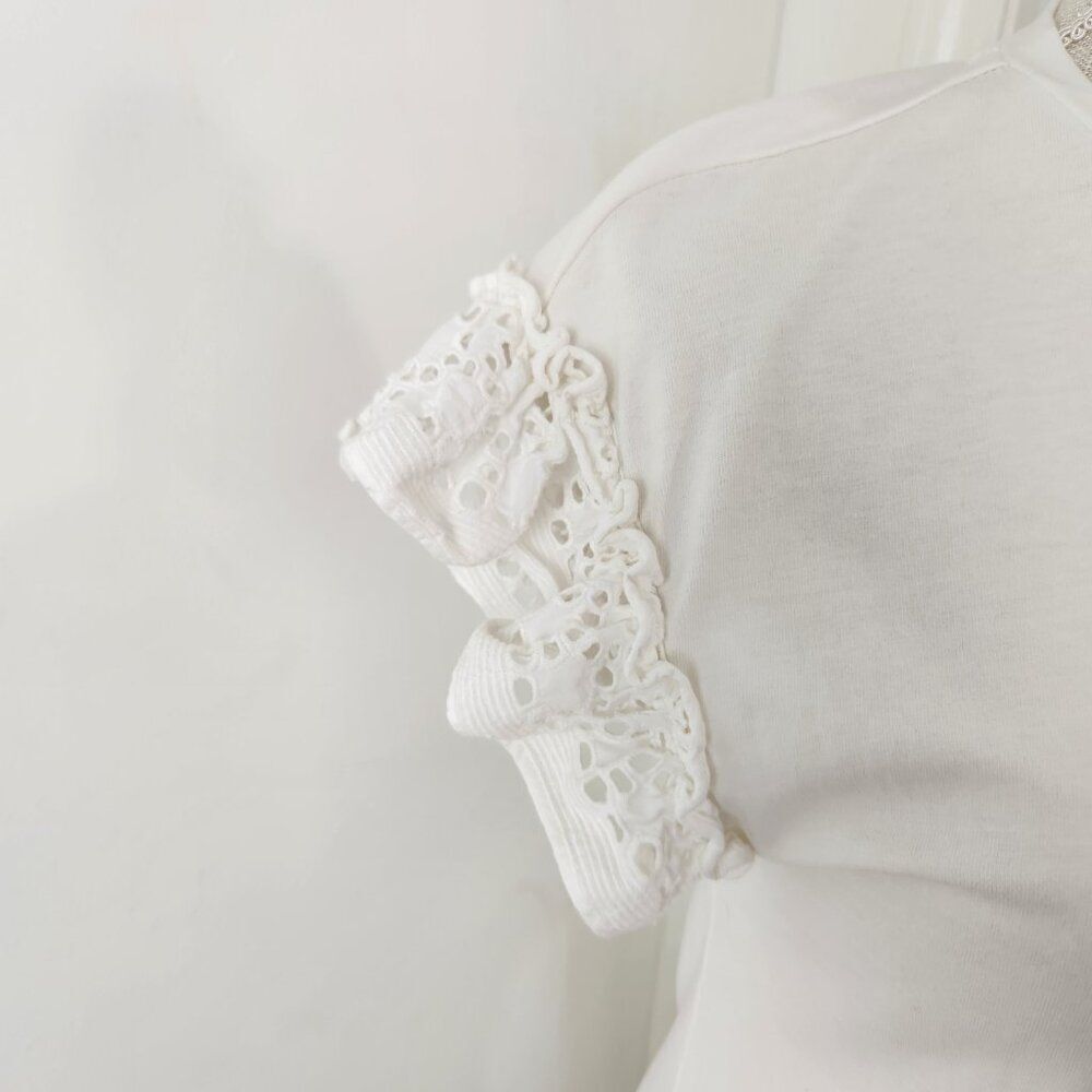 All Saints Dress Womens XS White Trixi Ruffle Eyelet Sleeves Mini Resortwear - Picture 3 of 13